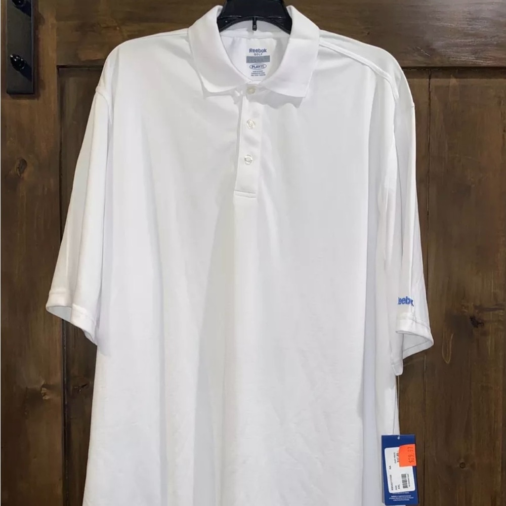 E61) Reebok  Play Drive Golf Men's Golf Polo Shirt Size XXL White Short Sleeve